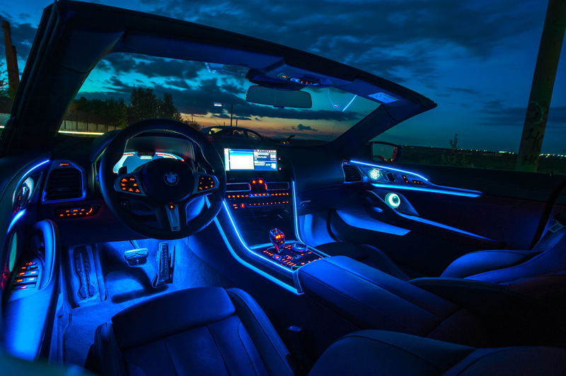 vehicle interior lights at night